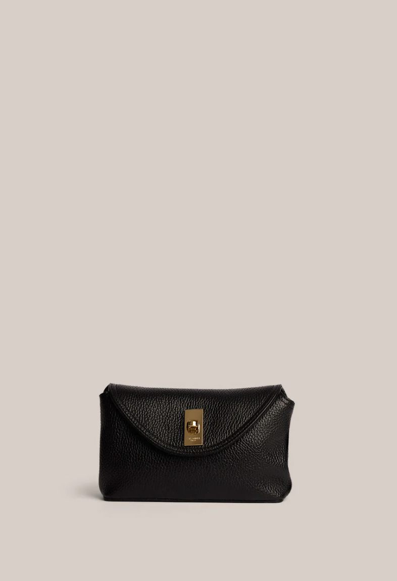 Sloane Mini Black Leather Crossbody Clutch