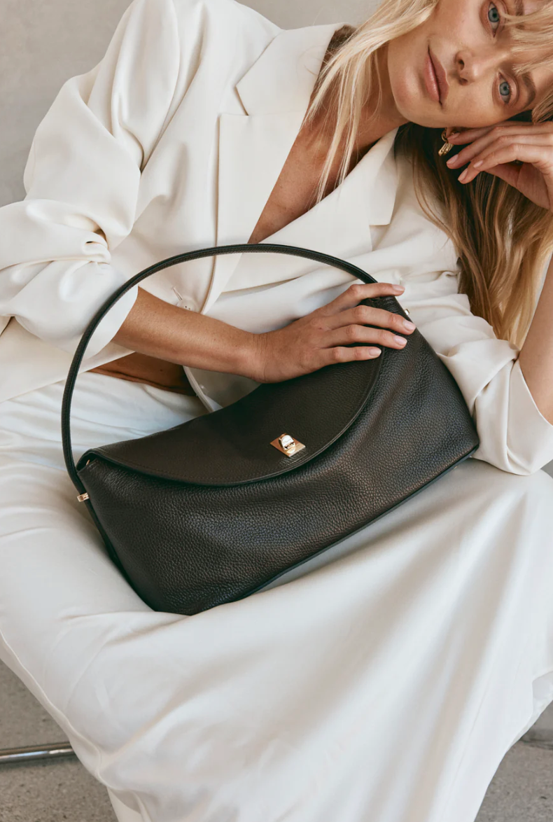 Sloane Large Dark Chocolate Top Handle Crossbody