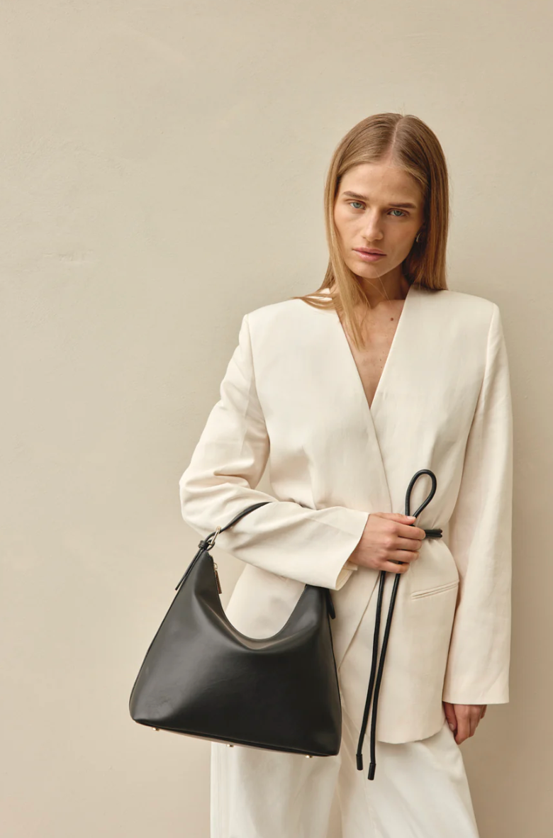 Harper Black Leather Hobo