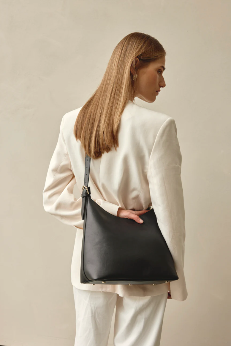 Harper Black Leather Hobo