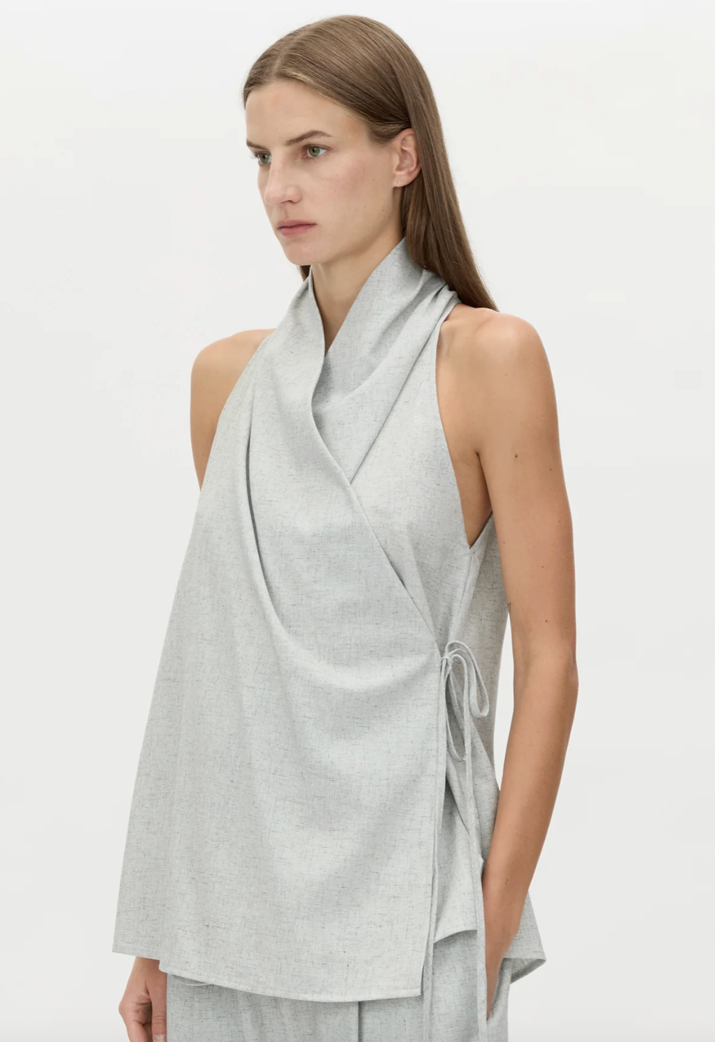 Alta Wrap Top - Light Blue Marle