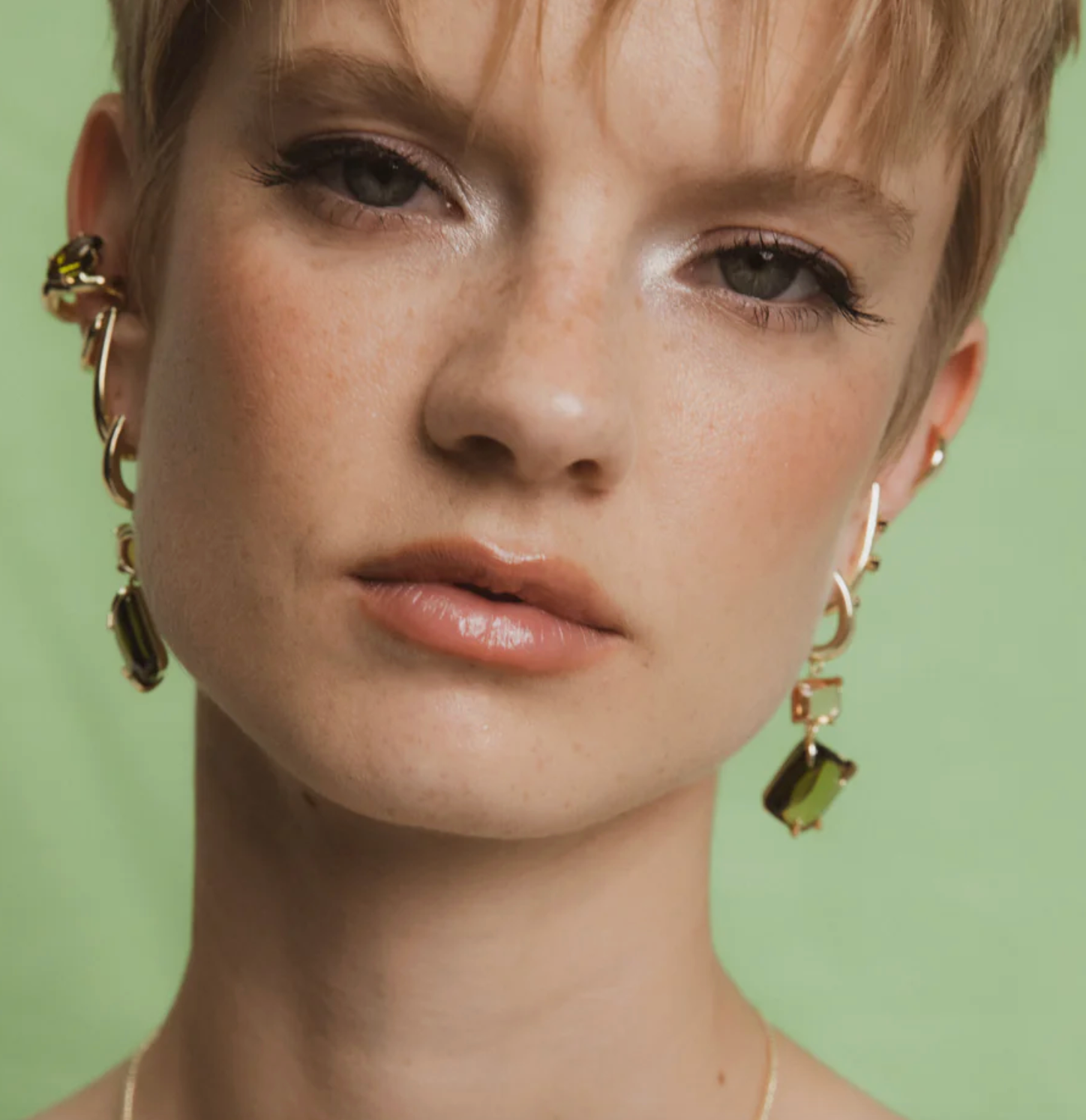 Double Drop Claw Earrings - Brass + 18k Gold with Citrine + Peridot