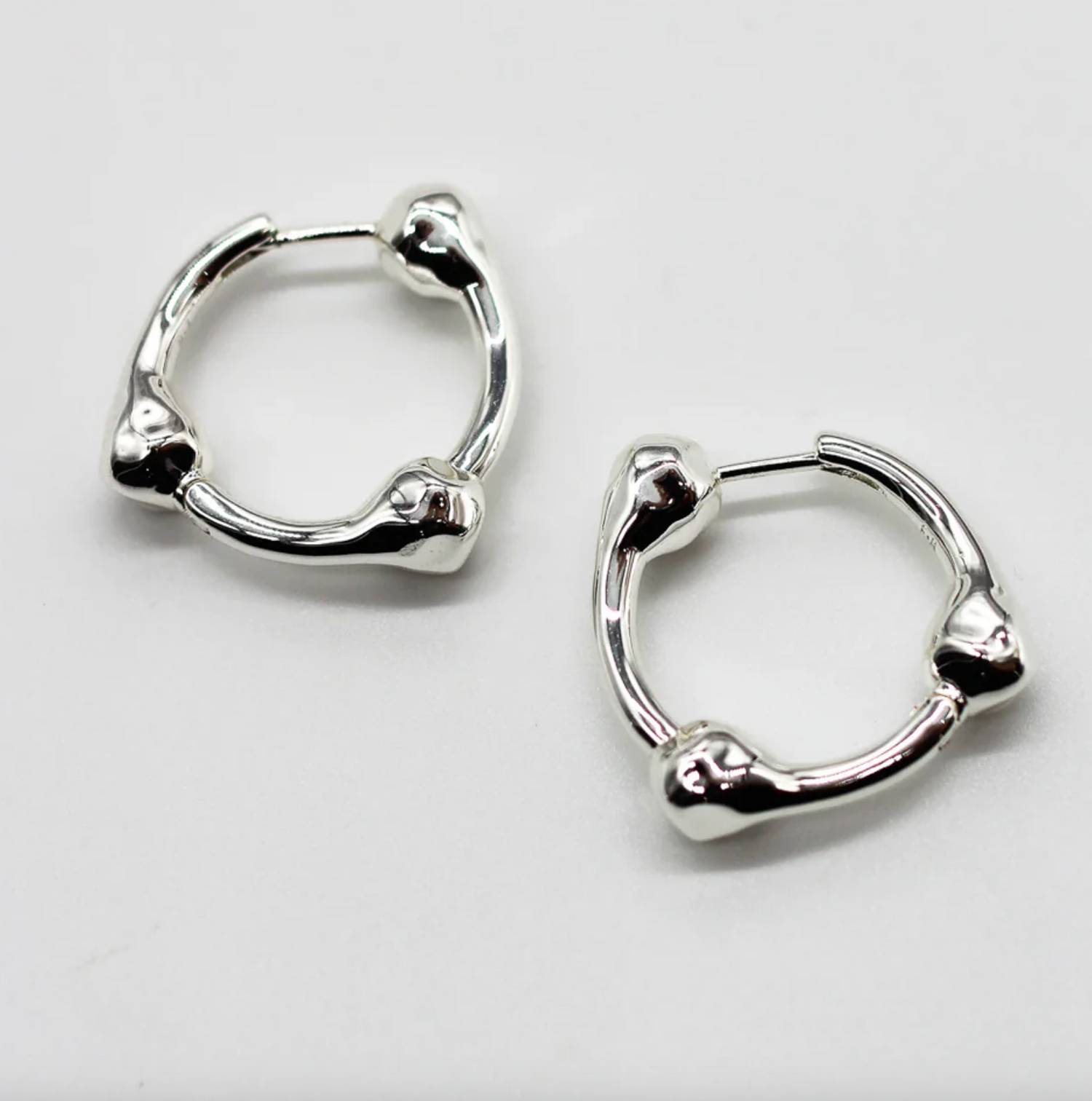 Hammered Ball Hoops Large - Sterling Silver Plating