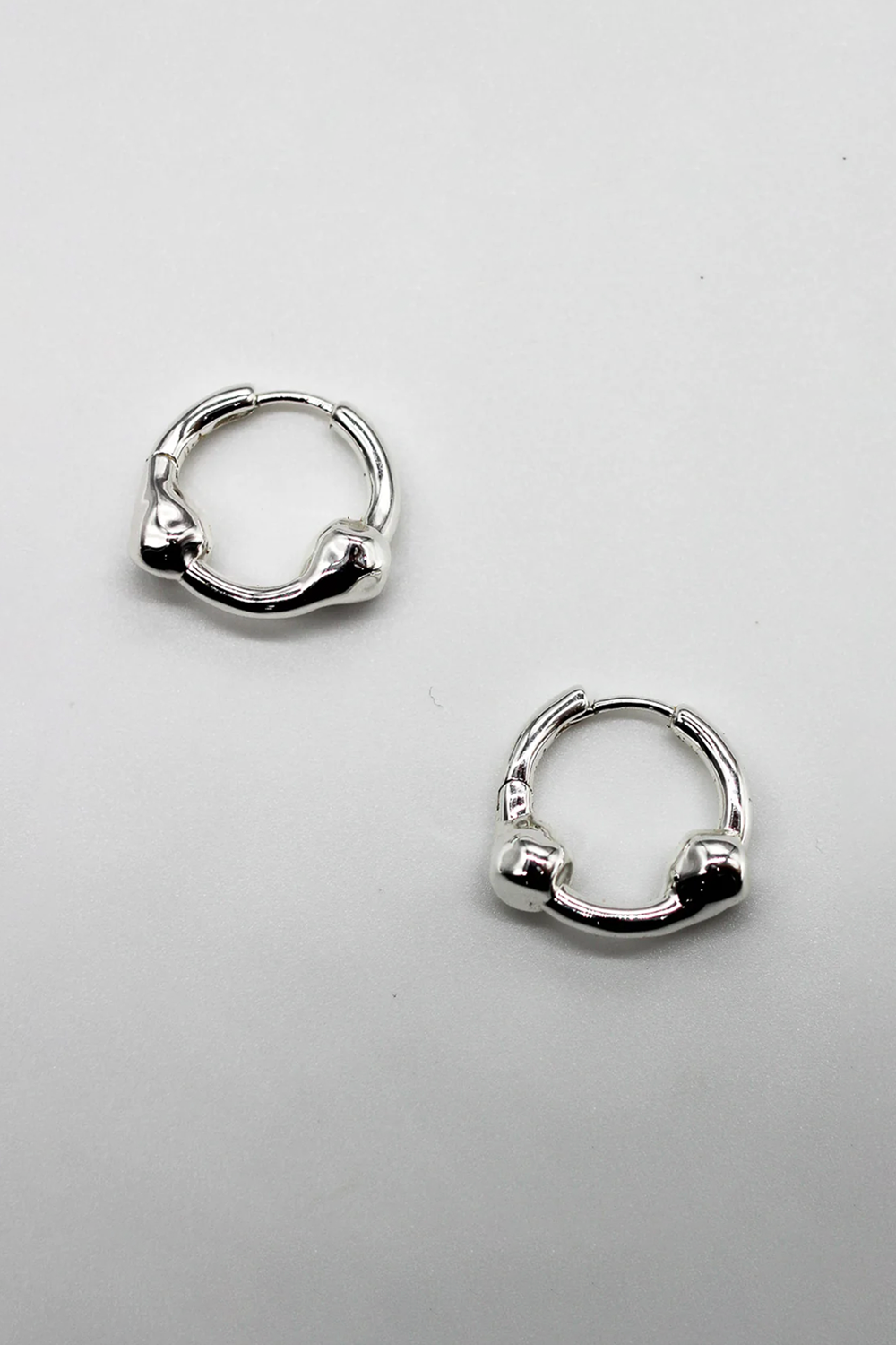 Hammered Ball Hoops Small - Sterling Silver Plating
