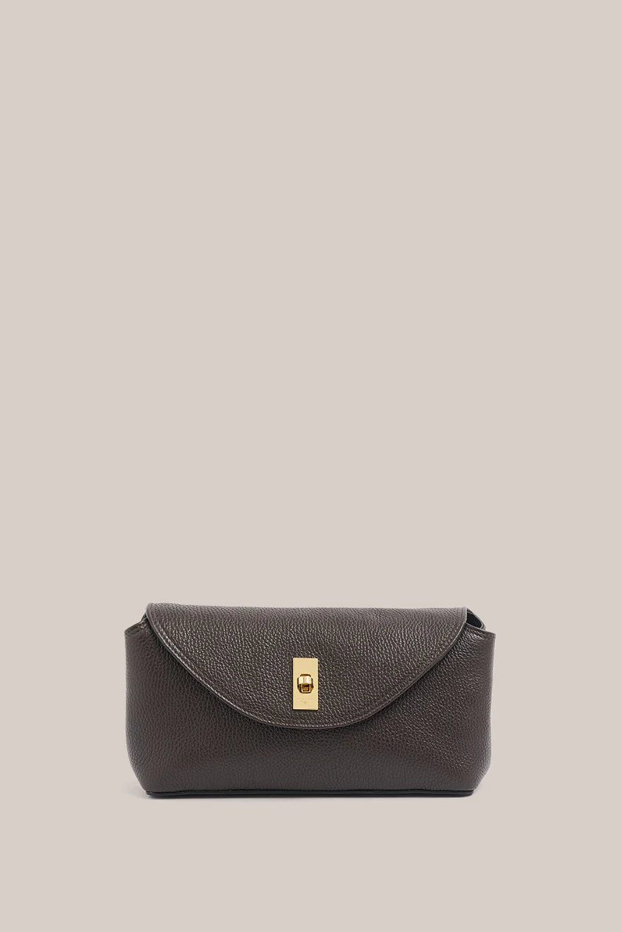 Sloane Dark Choc Leather Convertible Clutch