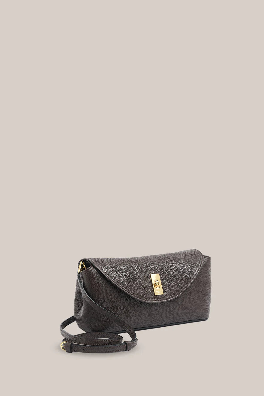 Sloane Dark Choc Leather Convertible Clutch