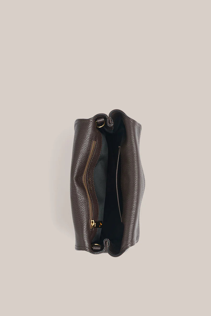 Sloane Dark Choc Leather Convertible Clutch
