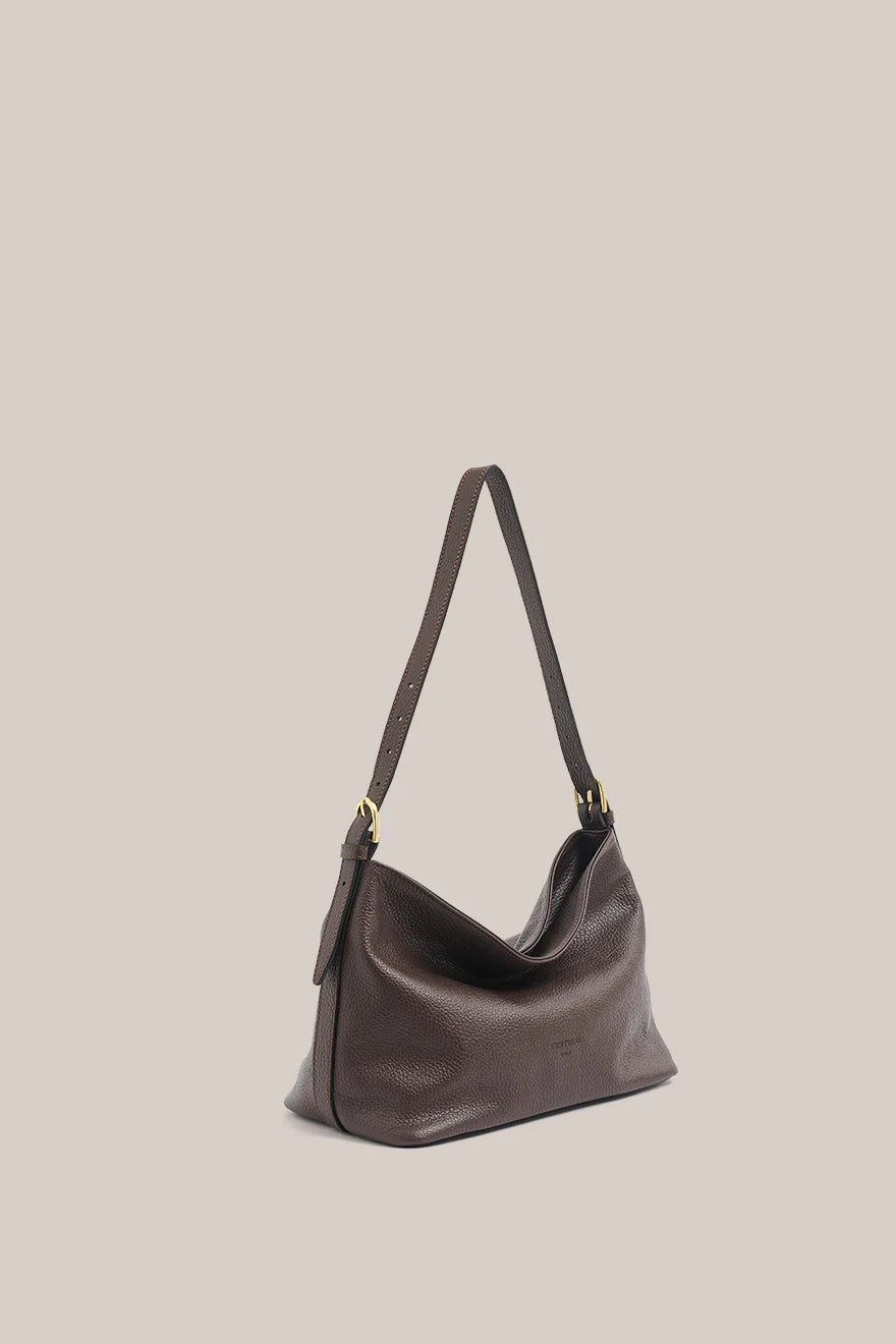 Eden Dark Choc Leather Shoulder Bag