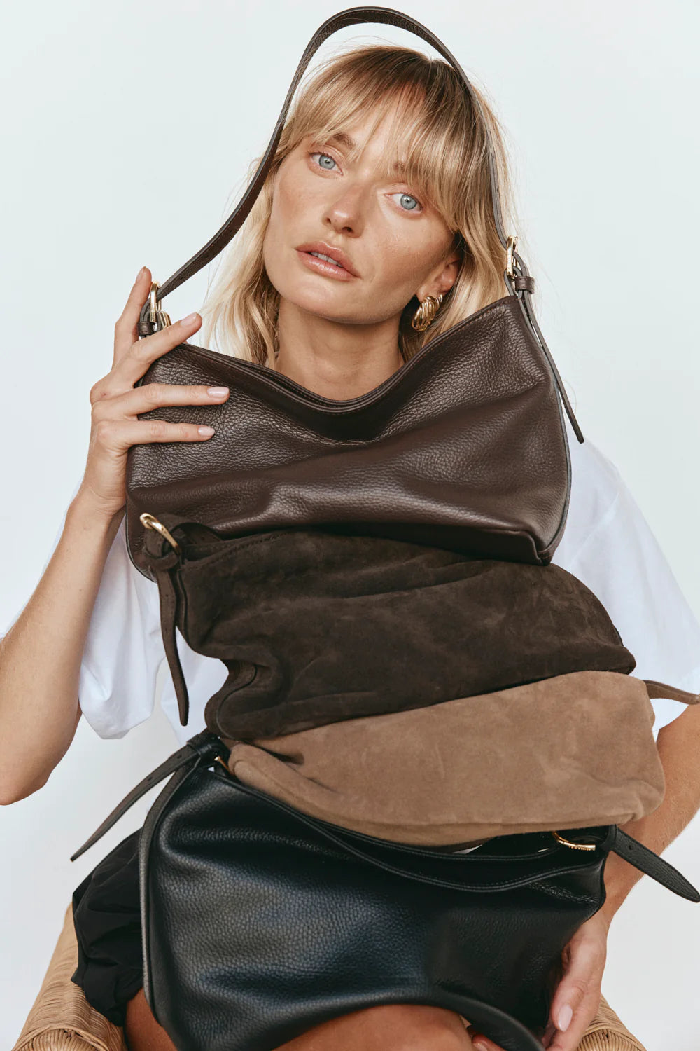 Eden Dark Choc Leather Shoulder Bag
