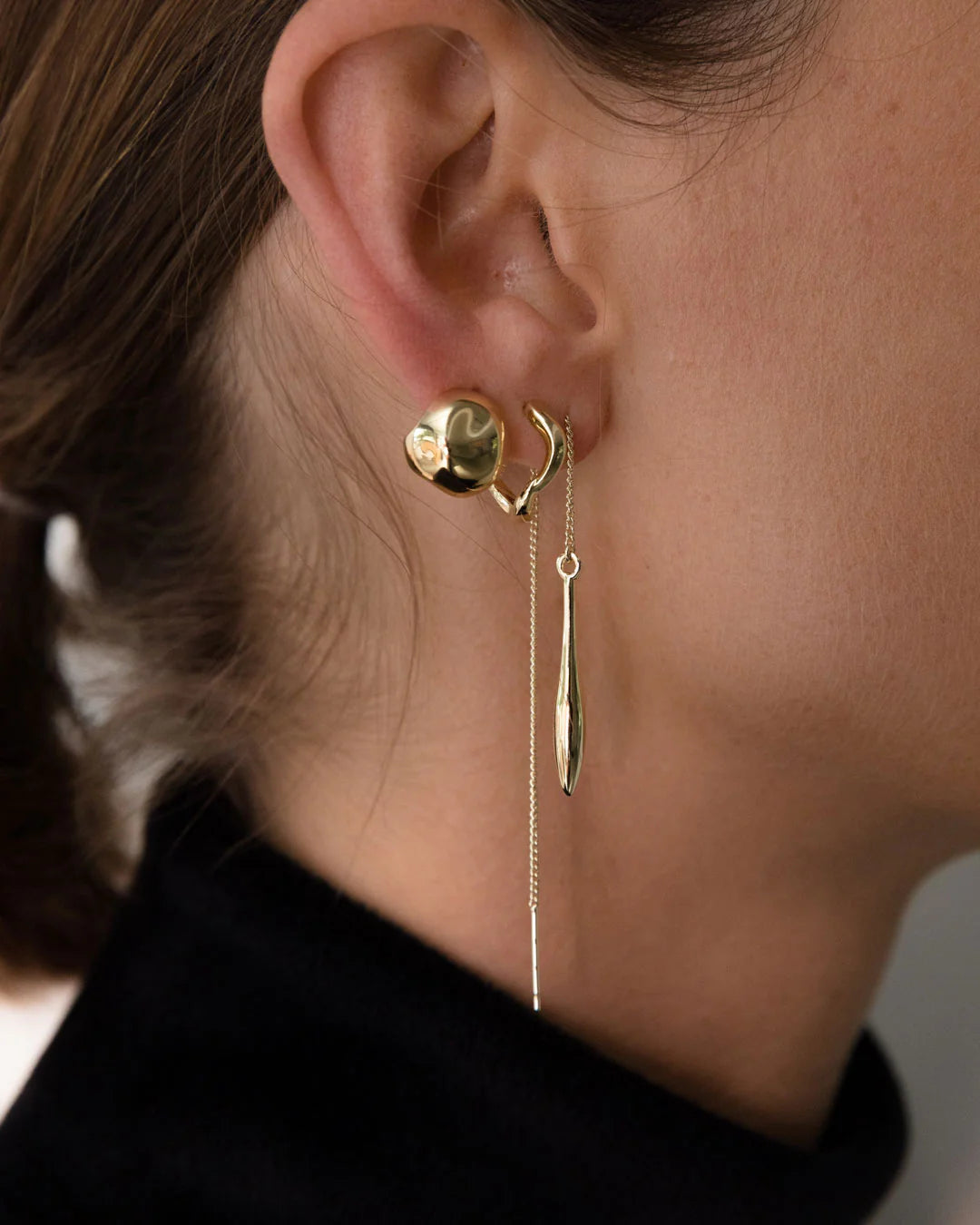 Wave Huggies - Brass + 18k Gold