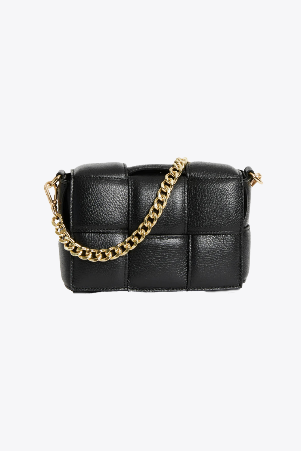 Margot Leather Woven Bag - Black