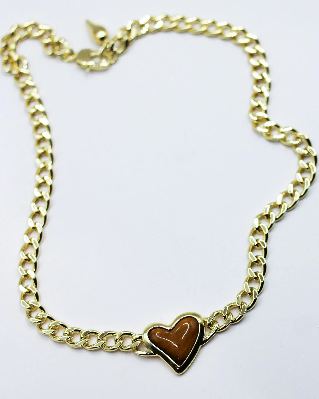 Whitney Heart Choker - 18k Gold + Tigers Eye