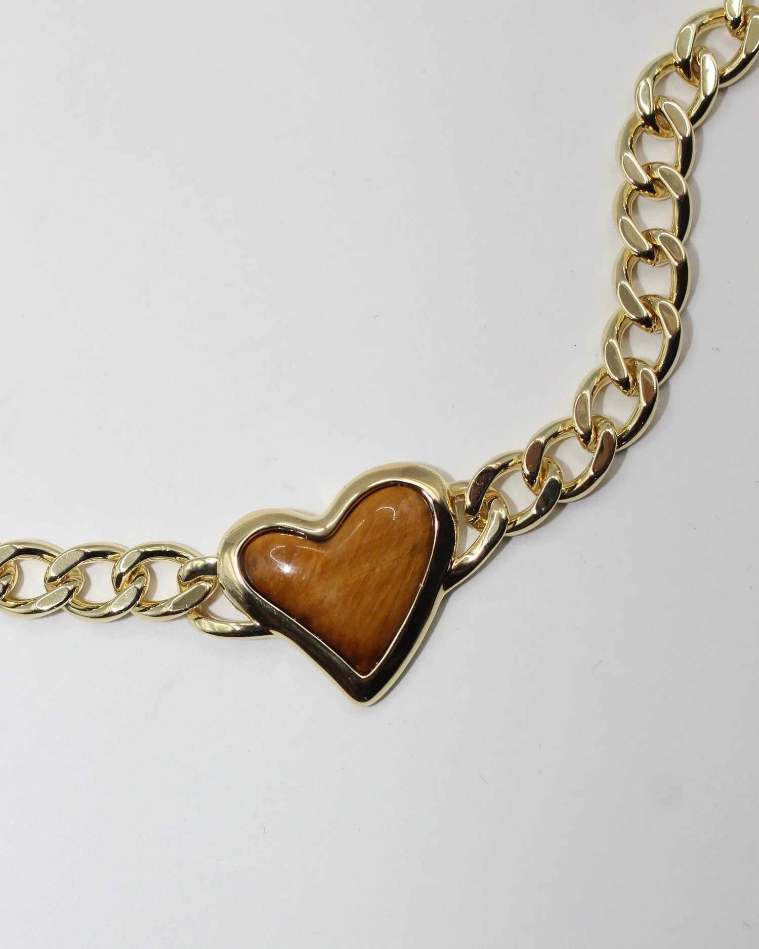 Whitney Heart Choker - 18k Gold + Tigers Eye