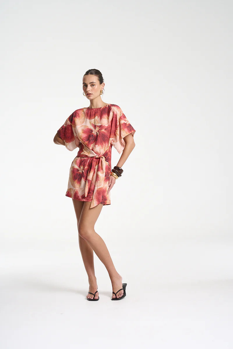Tie Front Dress - Aloha Print