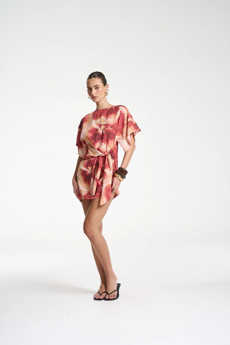 Tie Front Dress - Aloha Print