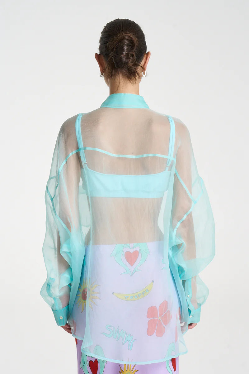 Mercurio Silk Shirt - Aqua