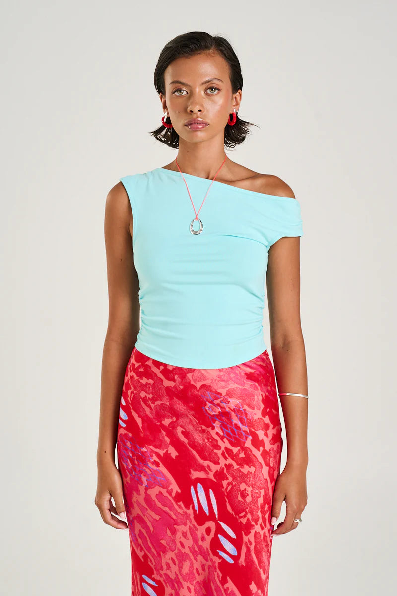 Off Shoulder Tank - Aqua
