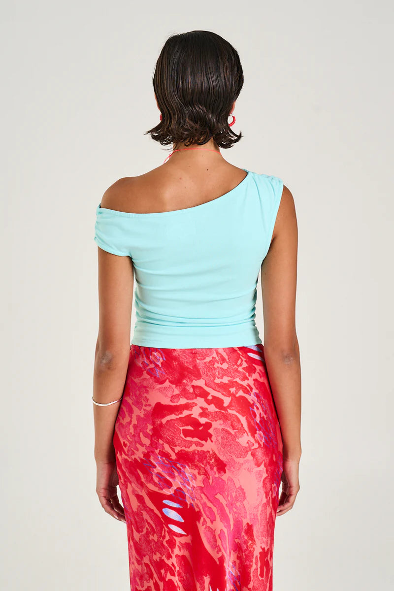 Off Shoulder Tank - Aqua