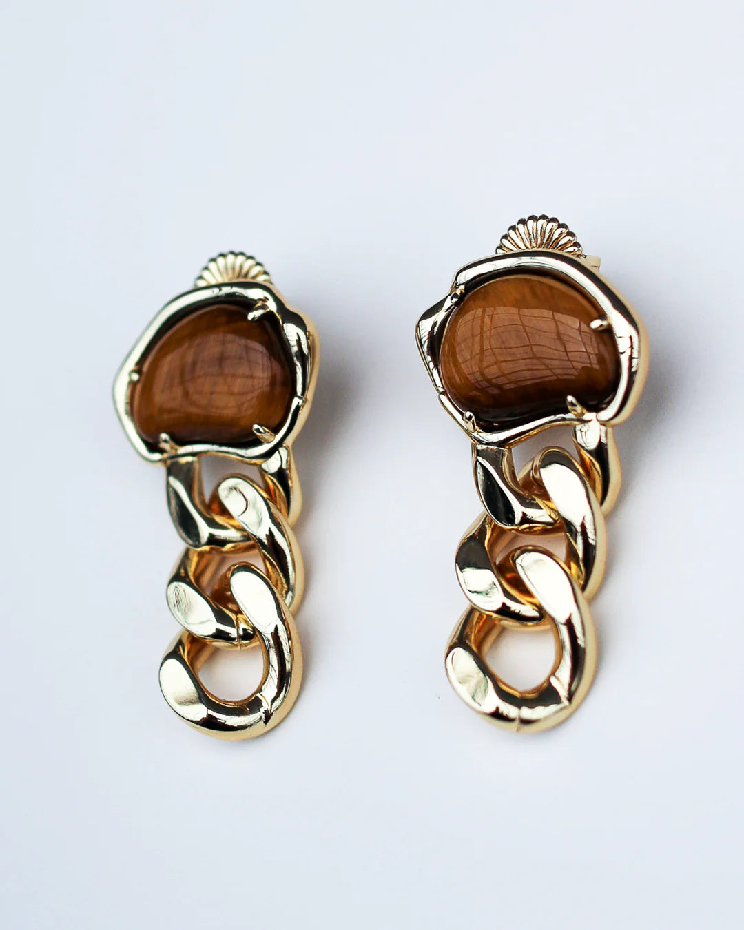 Bean Statement Chain Earrings
