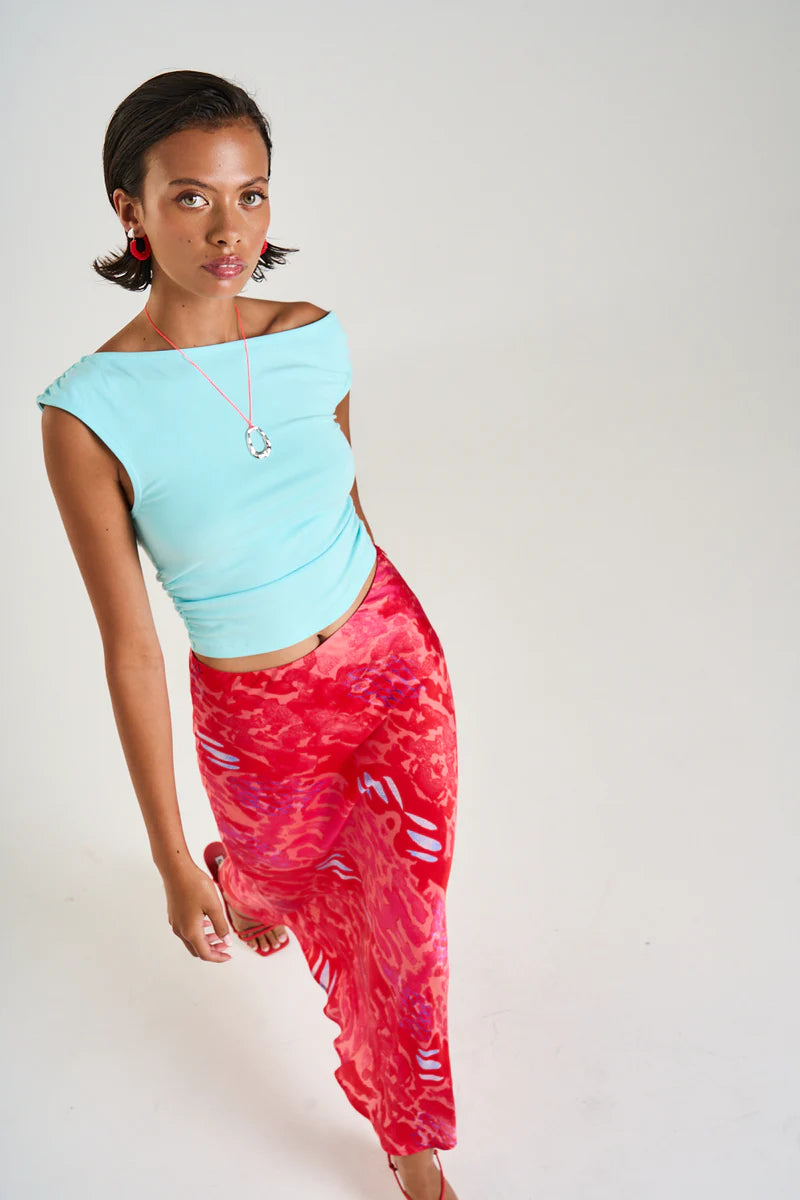 Off Shoulder Tank - Aqua