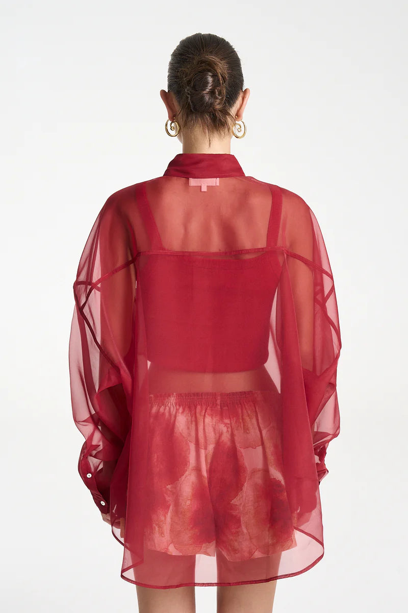 Mercurio Silk Shirt - Carmine Red