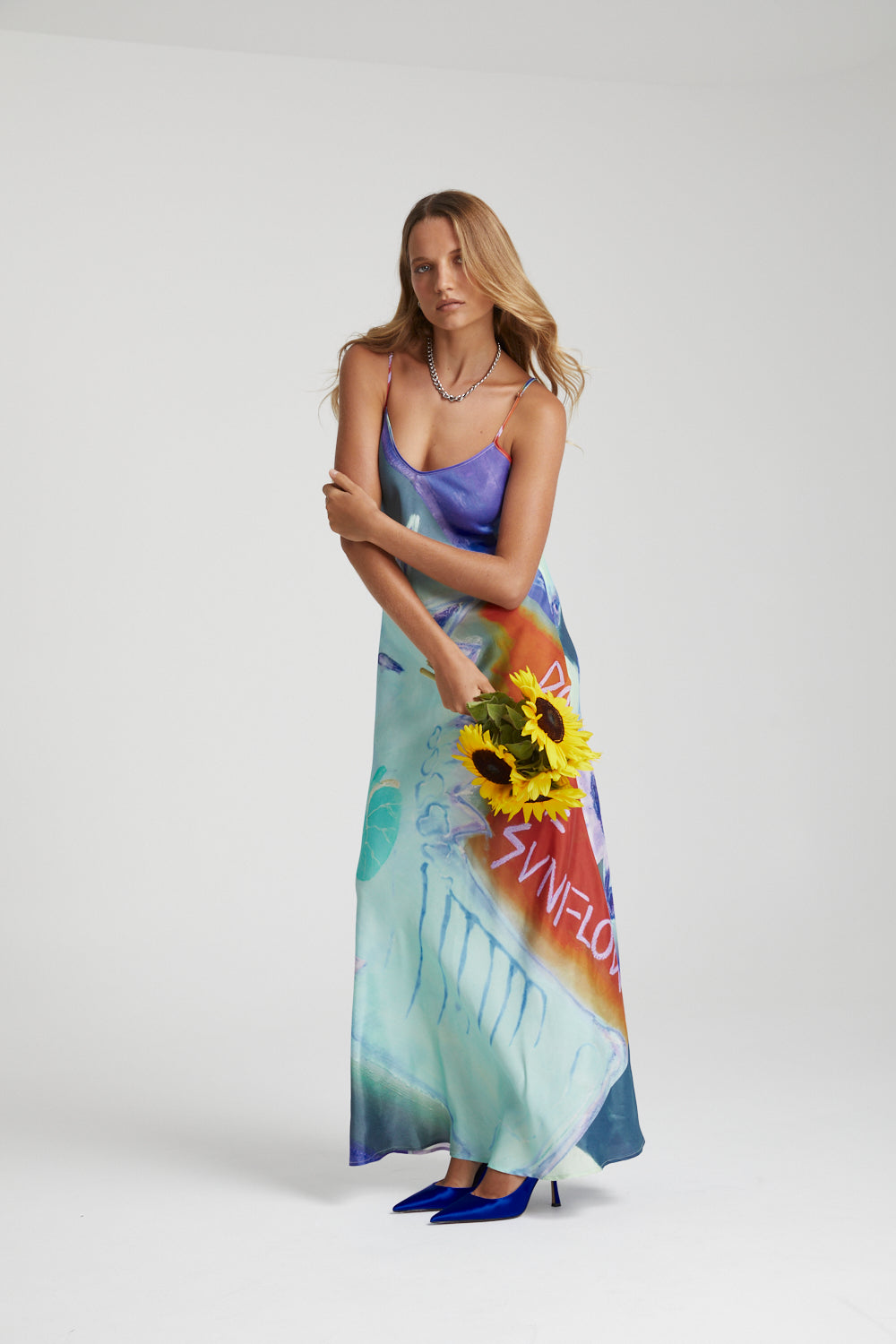 Siren Dress - Blue Sunflower