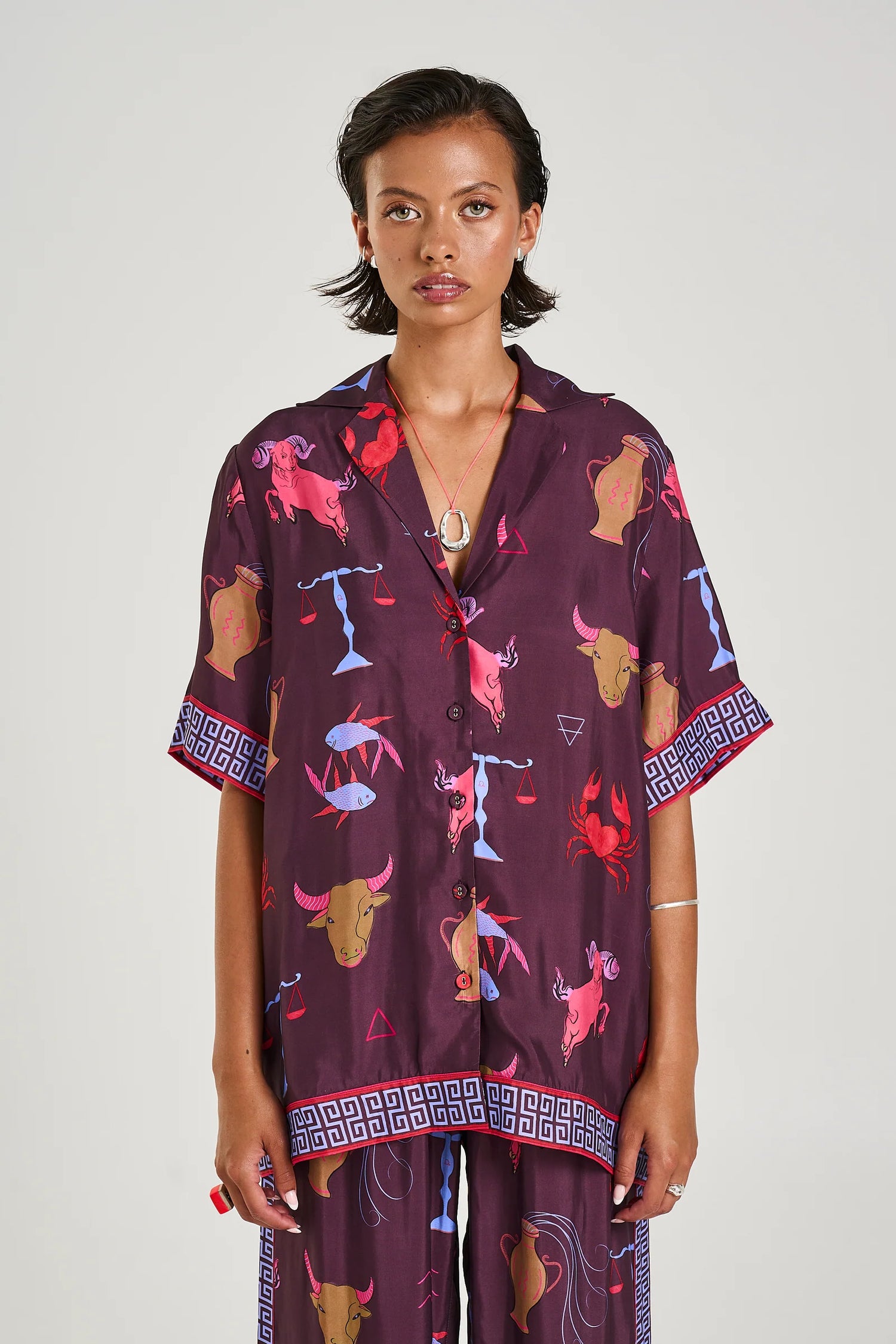 Button Up Short Sleeve Shirt - Zodiac