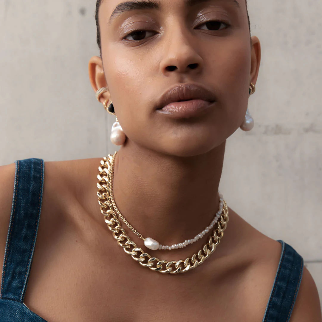 Attitude Statement Curb Chain - Brass + 18k Gold