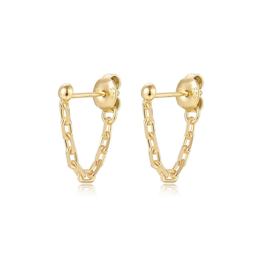 Bruce Chain Studs Sterling Silver + 18k Gold