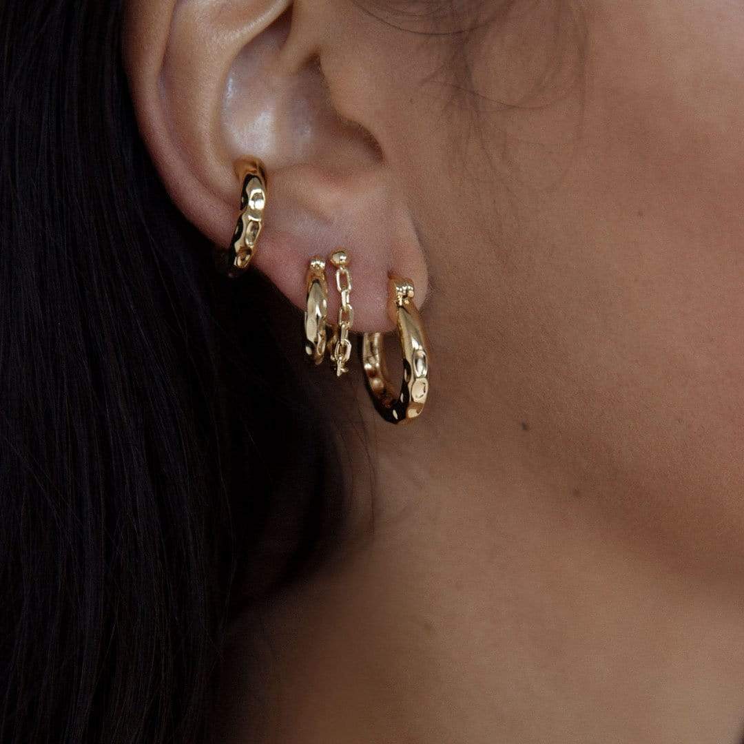 Bruce Chain Studs Sterling Silver + 18k Gold