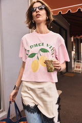Lemon Dolce Vita Boxy Crop Tee