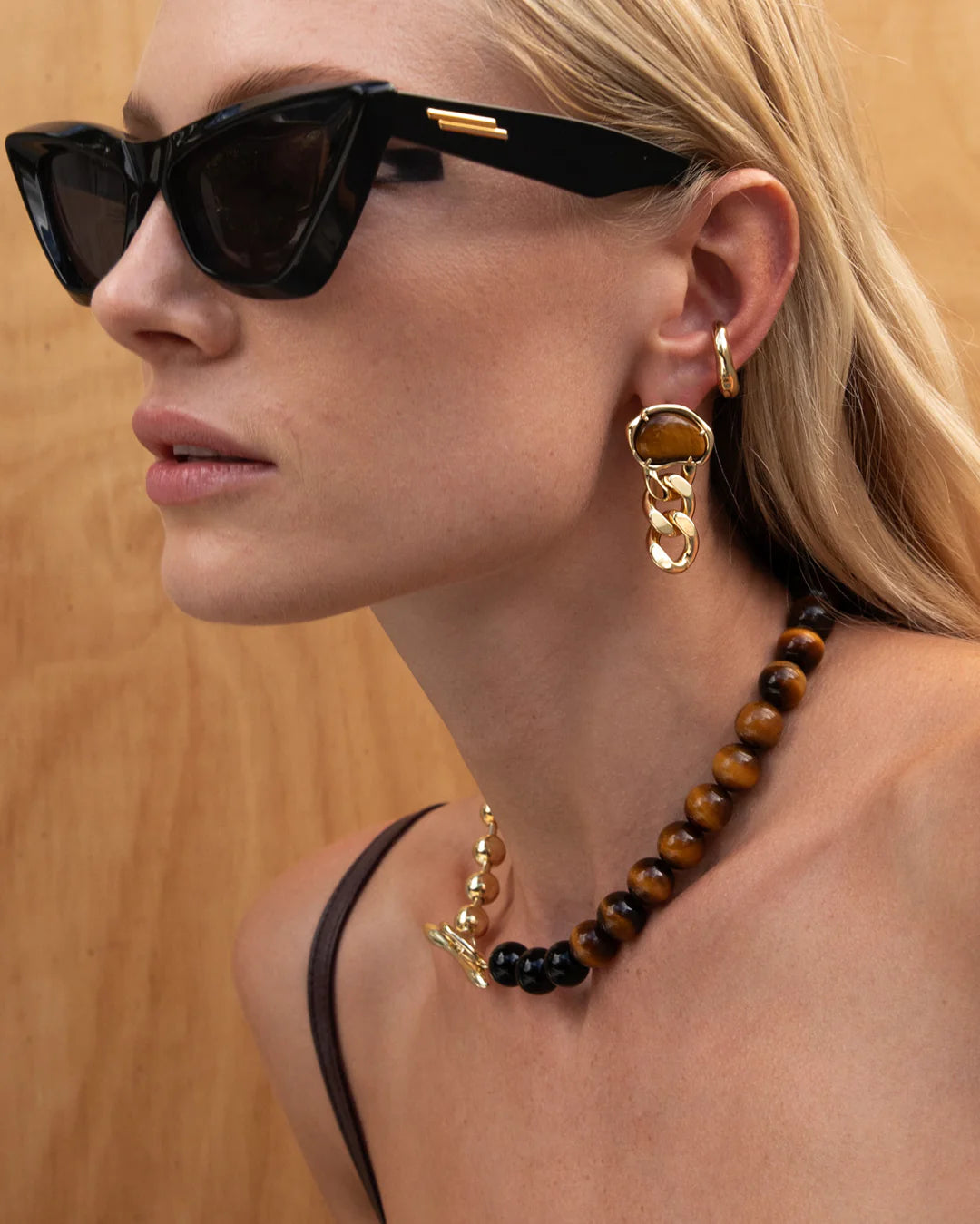 Bean Statement Chain Earrings