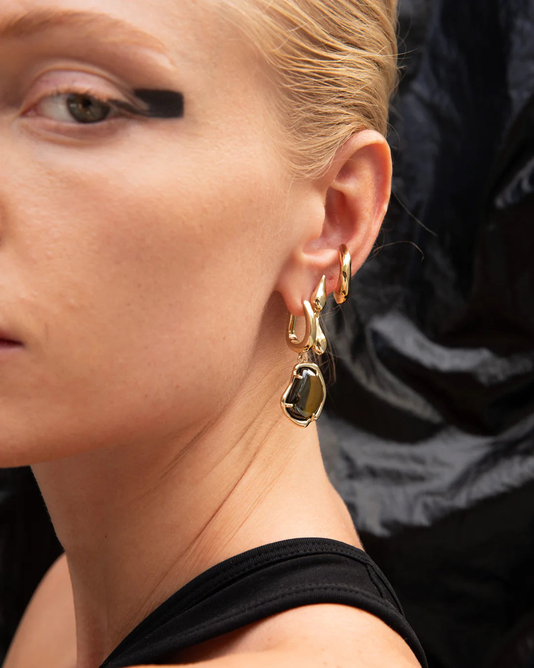 Bean Charm Earrings - 18k Gold + CZ Peridot