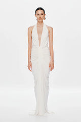 The Venus Gathered Cupro Dress - Ivory