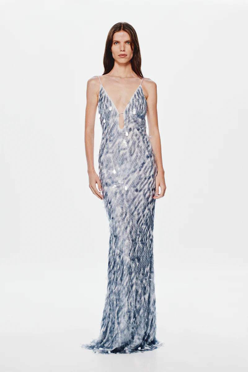 The Sapphire Sequin Maxi Dress - Dove Grey