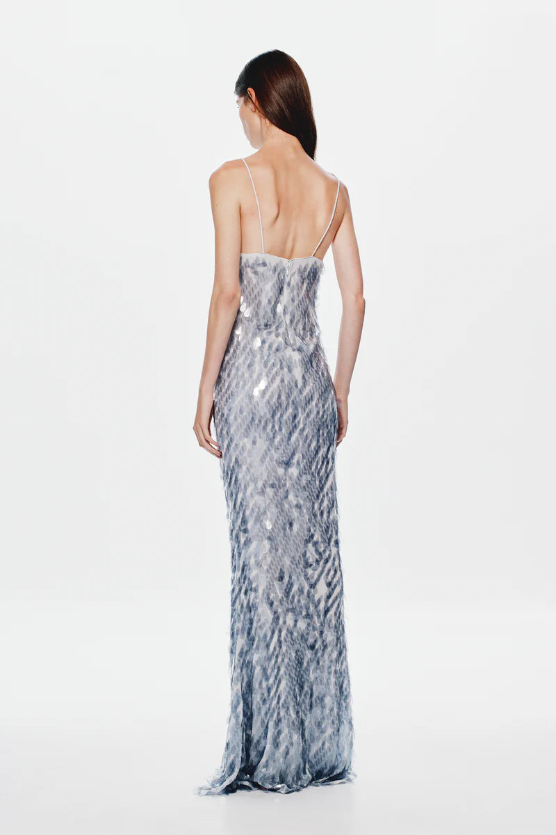 The Sapphire Sequin Maxi Dress - Dove Grey