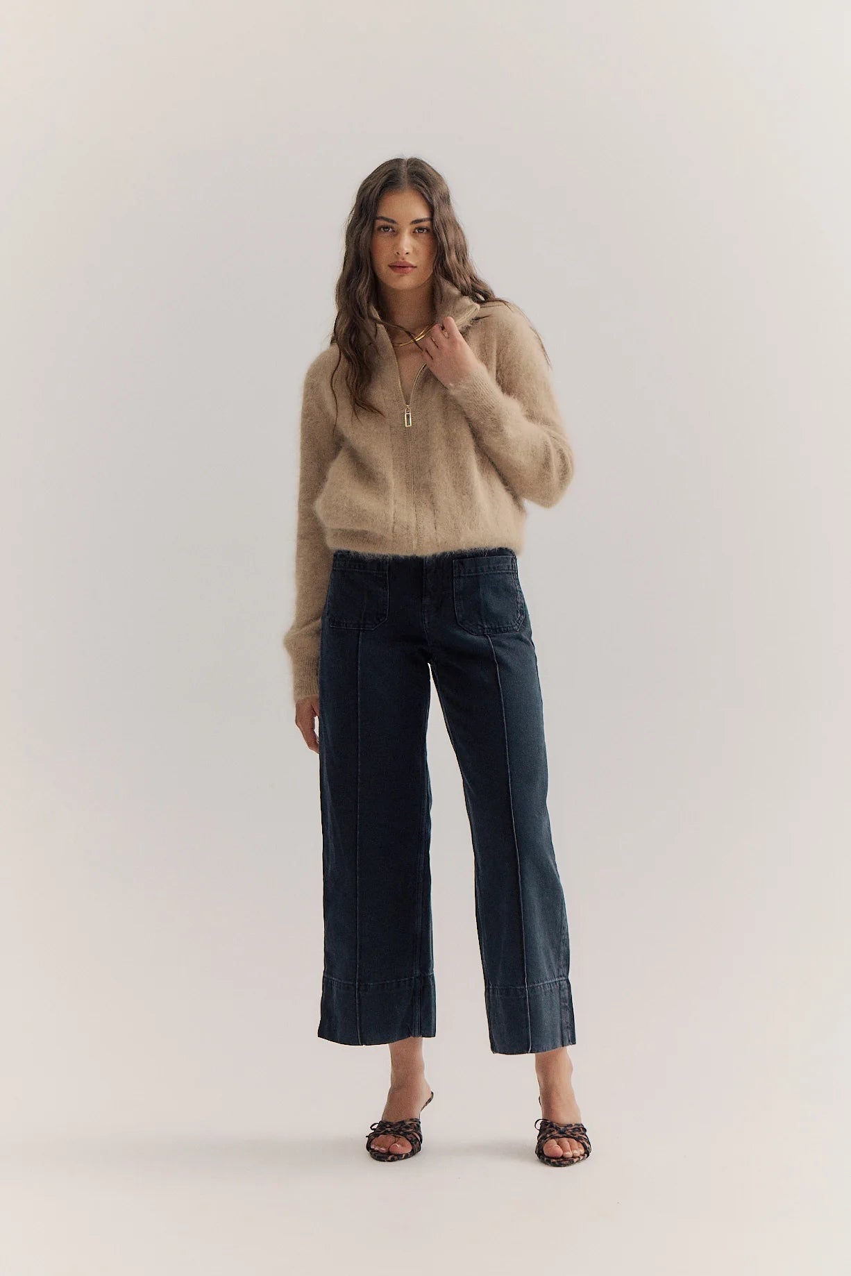 Felix Zip Up Cashmere Bomber - Latte