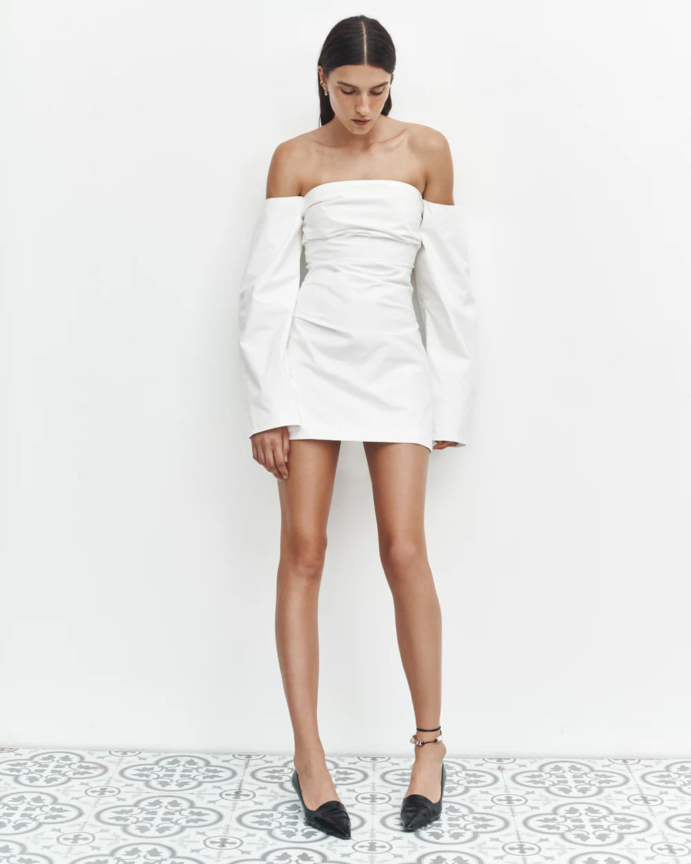 Martina Sleeved Mini Dress - Ivory