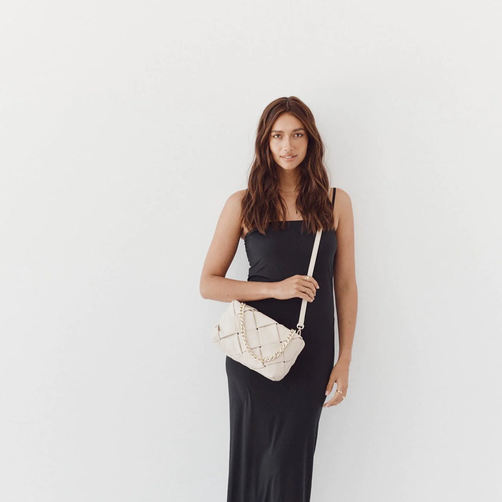 Gabrielle Woven Leather Bag - Oat