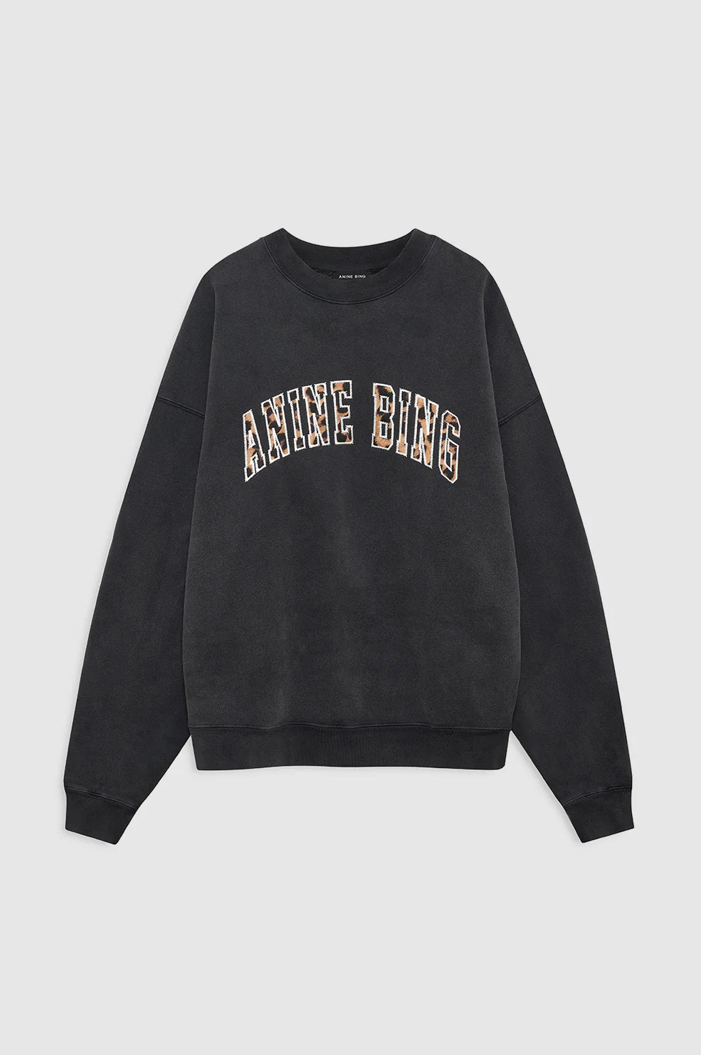 Miles Sweatshirt Leopard - Washed Black