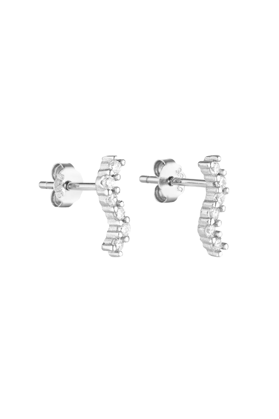 Angel Wave Studs - Sterling Silver/Clear