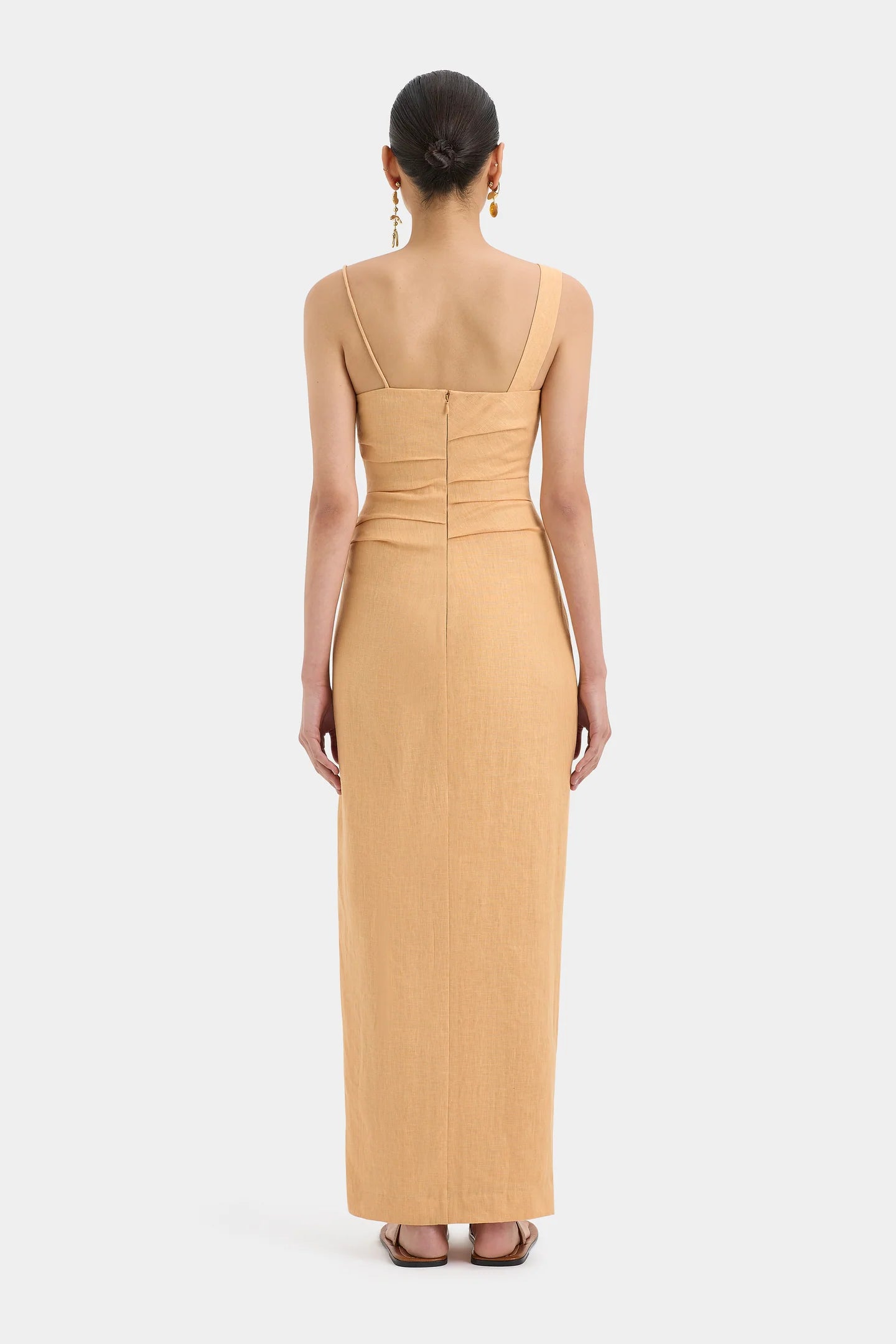 Antonia Beaded Midi Dress - Light Tan