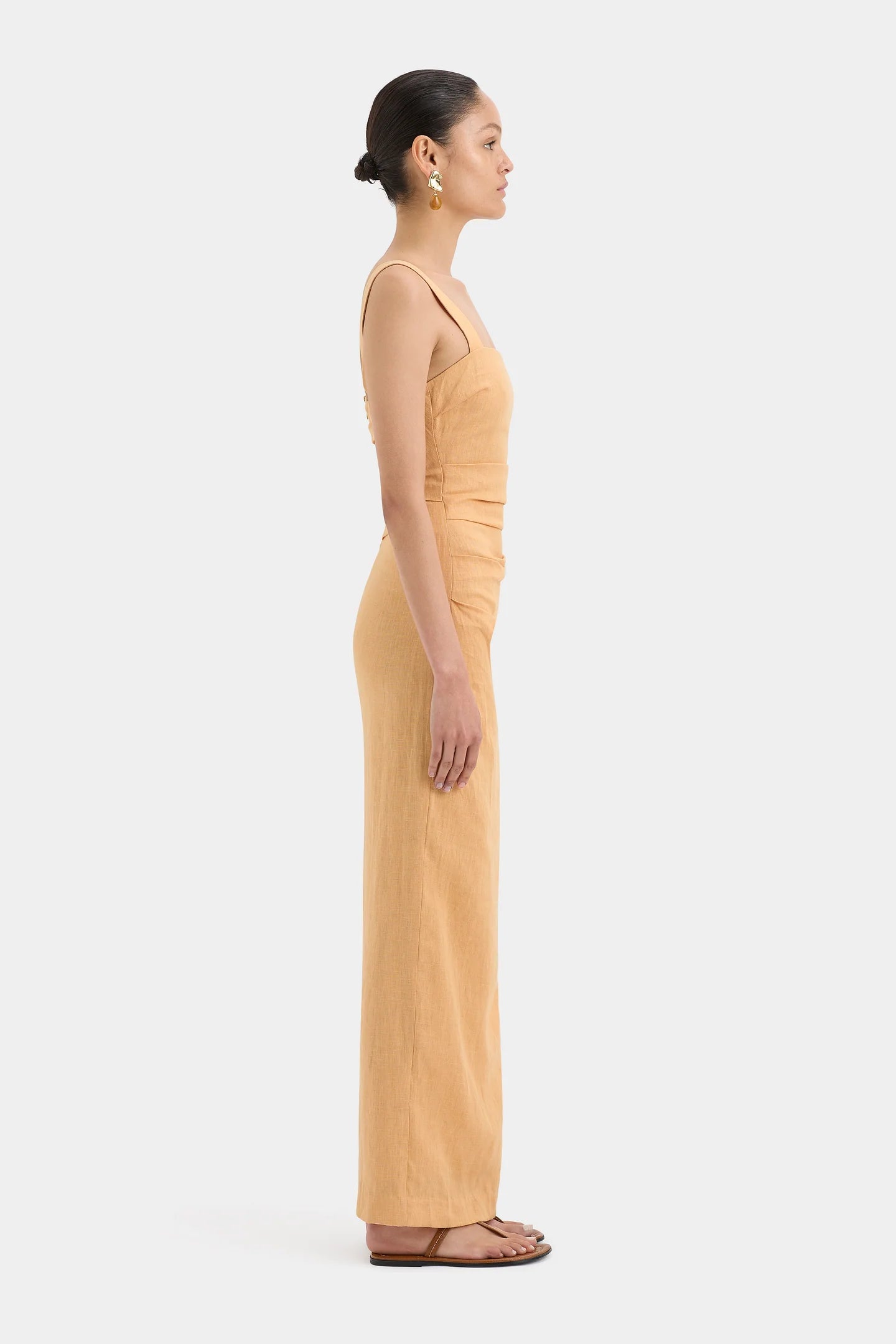 Antonia Beaded Midi Dress - Light Tan