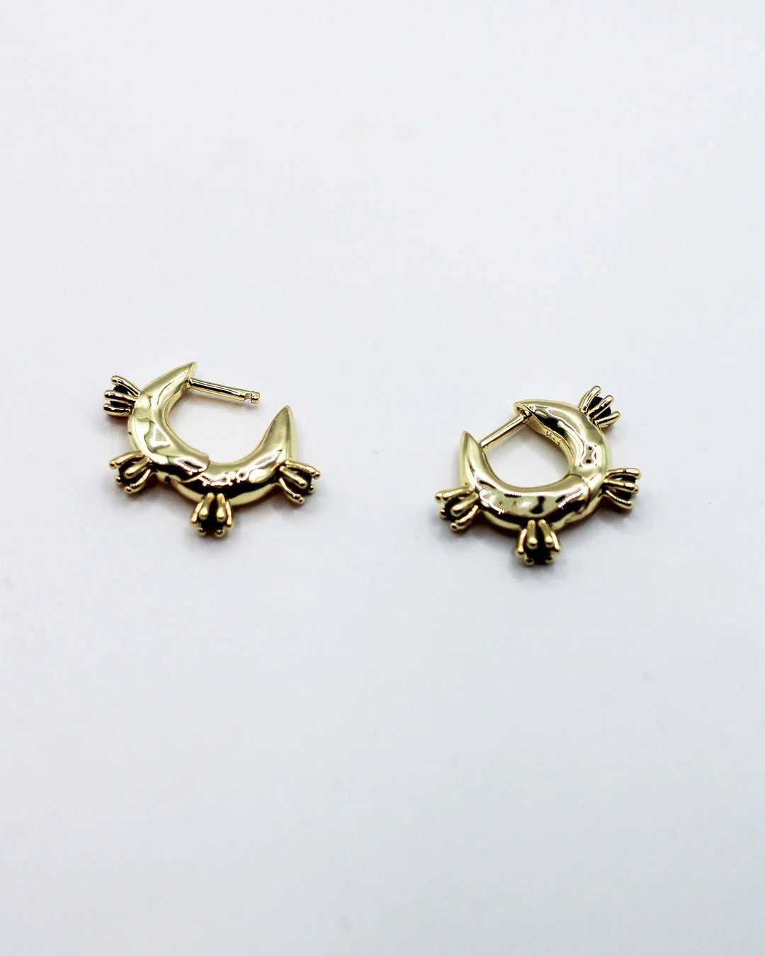 Adele Spiked Huggies - 18k Gold Plating + Onyx