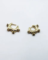 Adele Spiked Huggies - 18k Gold Plating + Onyx