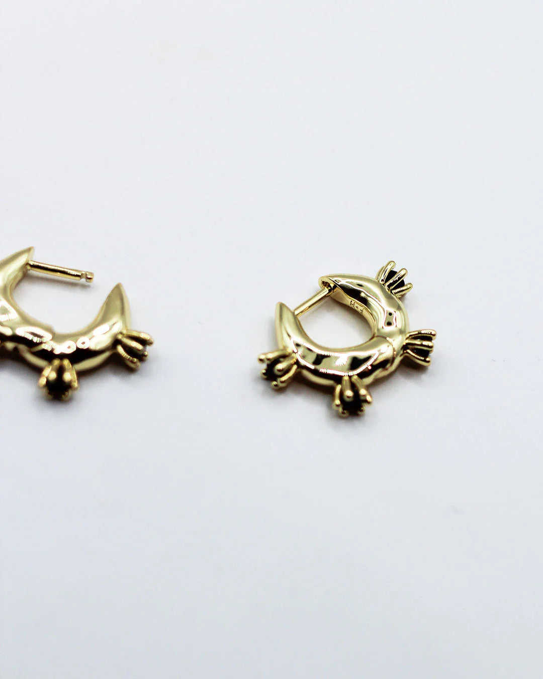 Adele Spiked Huggies - 18k Gold Plating + Onyx