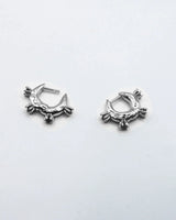 Adele Spiked Huggies - Solid Sterling Silver + Onyx