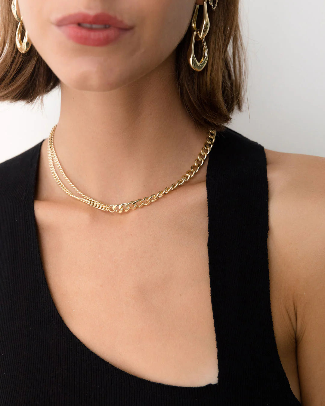 Amplify Double Curb Chain Choker - 18k Gold