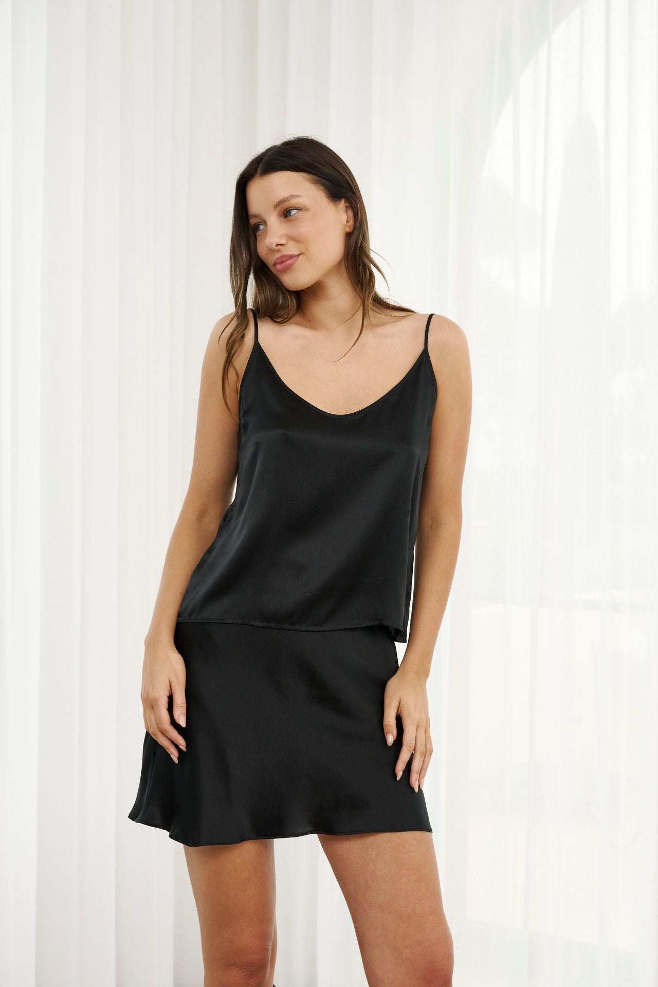 Maya Skirt - Black Silk