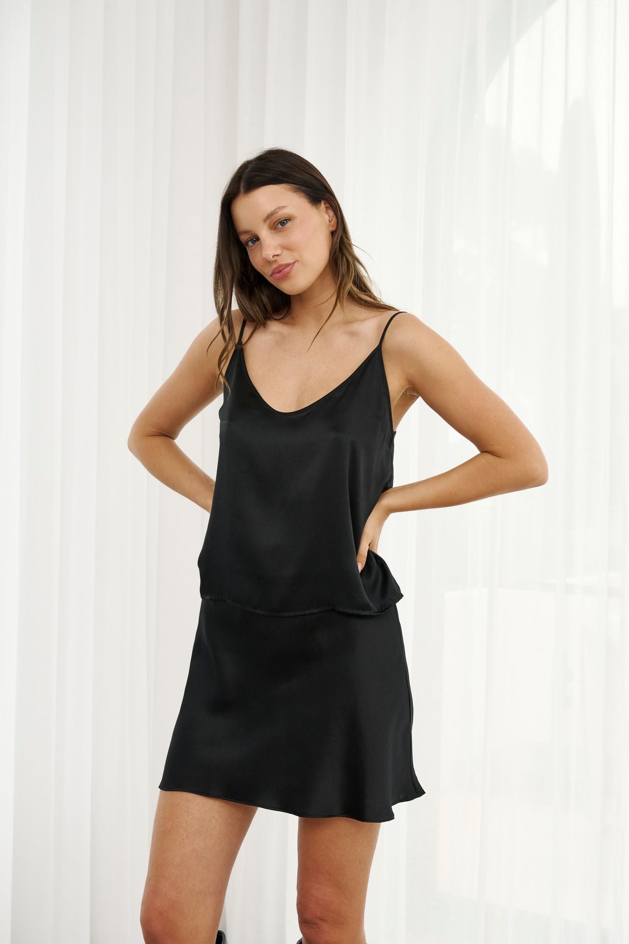 Maya Skirt - Black Silk